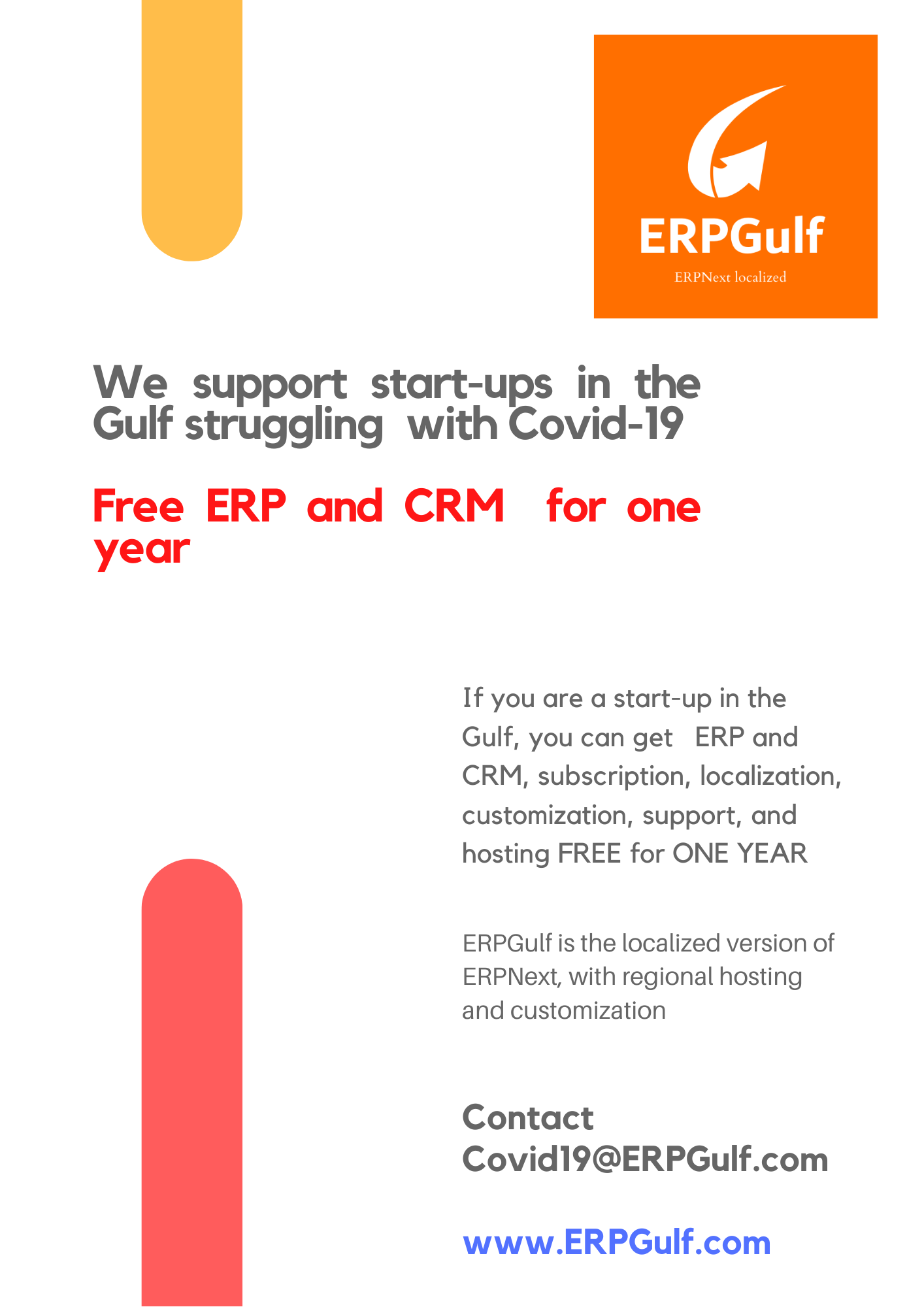 Free ERP and CRM for one year for start-ups in the Gulf struggling with Covid-19 - Cover Image